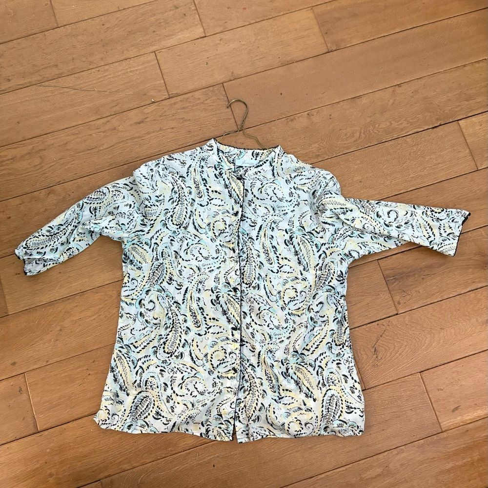 JH Collectibles Abstract Print Blouse - Black and Cream